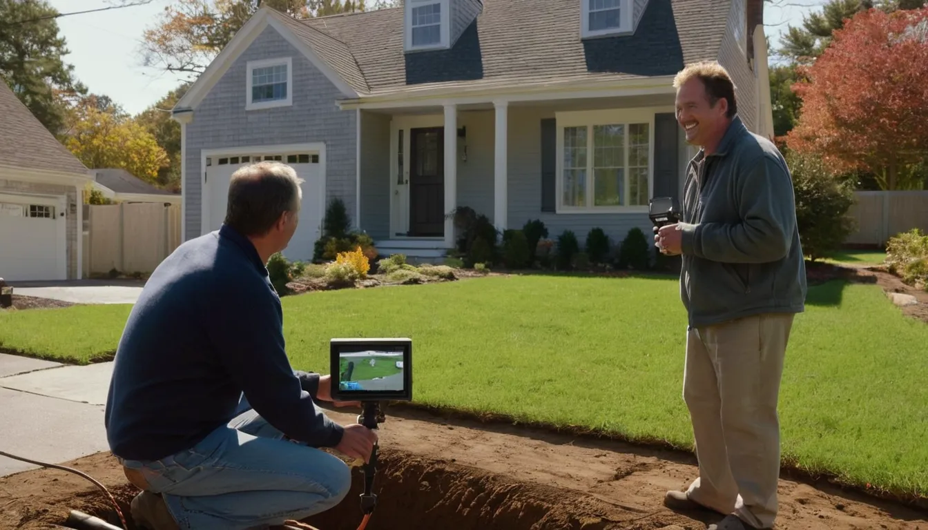 A local provider reviewing a sewer line camera inspection with a homeowner in the Taunton area